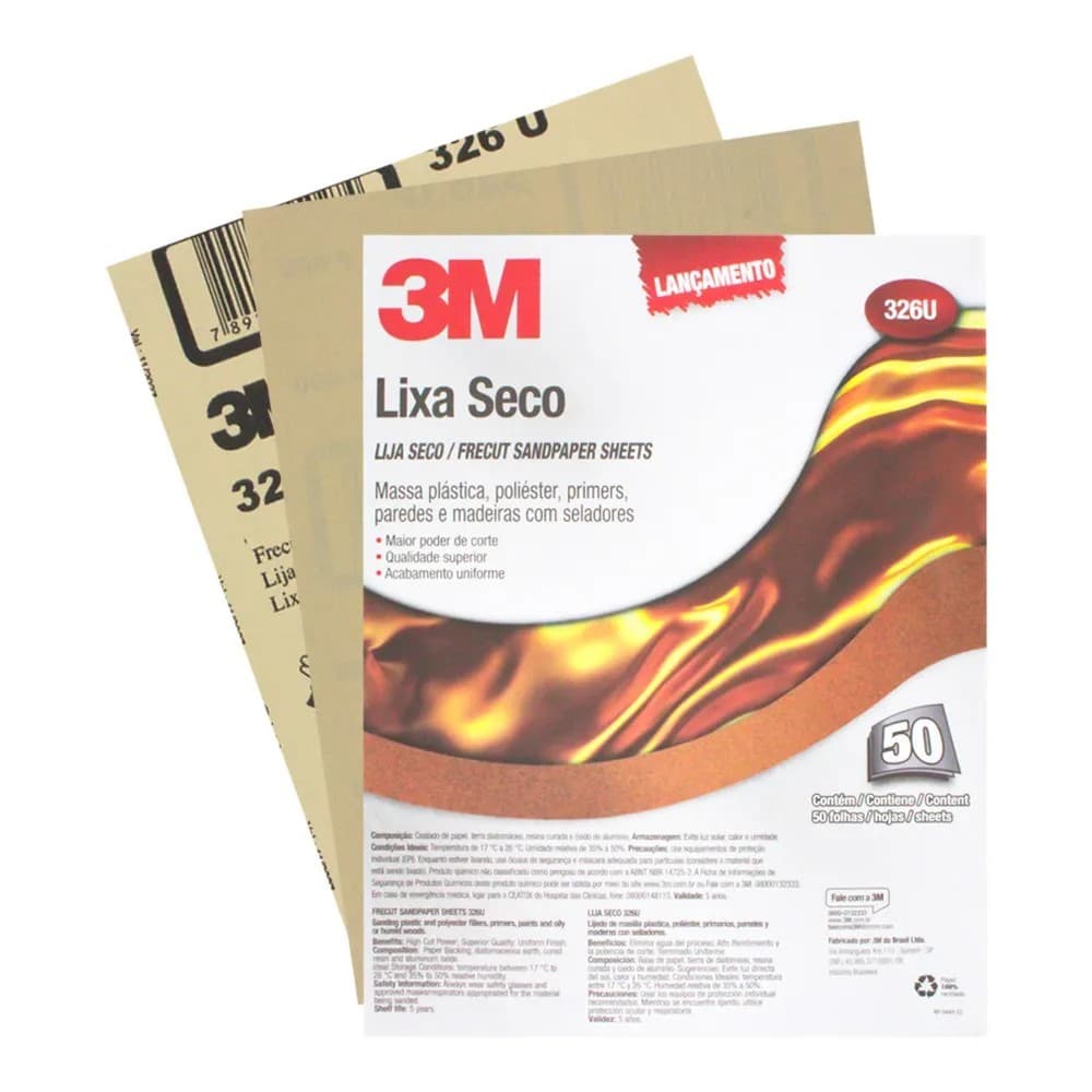 Folha De Lixa Ouro 326u 3M Lixa Seca 50 Unid.