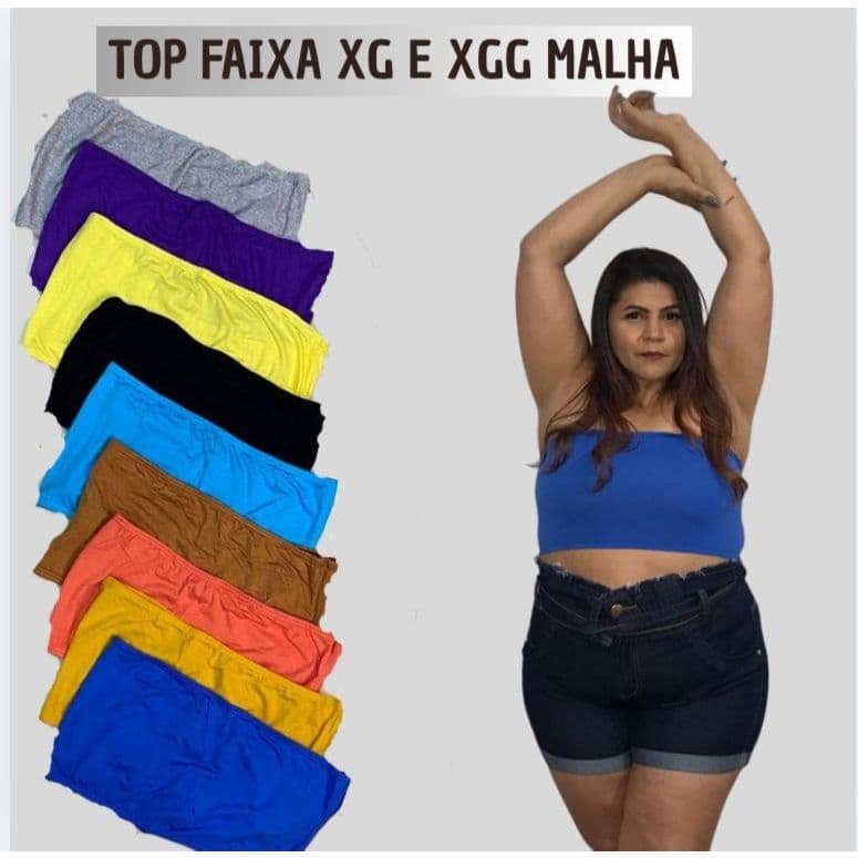 Top faixa sutian bustie em malha sem bojo Plus Size - XG E XGG