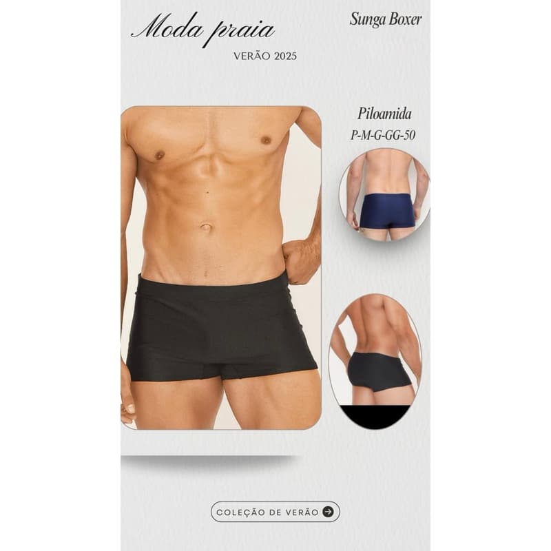 Sunga Box Masculina Premium Confort | Praia Piscina | Secagem Rápida