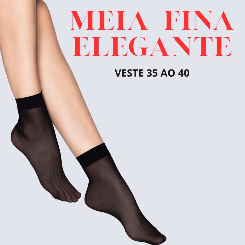 Kit 10 Pares Meia Fina Tornozelo Tamano 35 ao 40 Meia Curta Fina Soquete Social Feminina