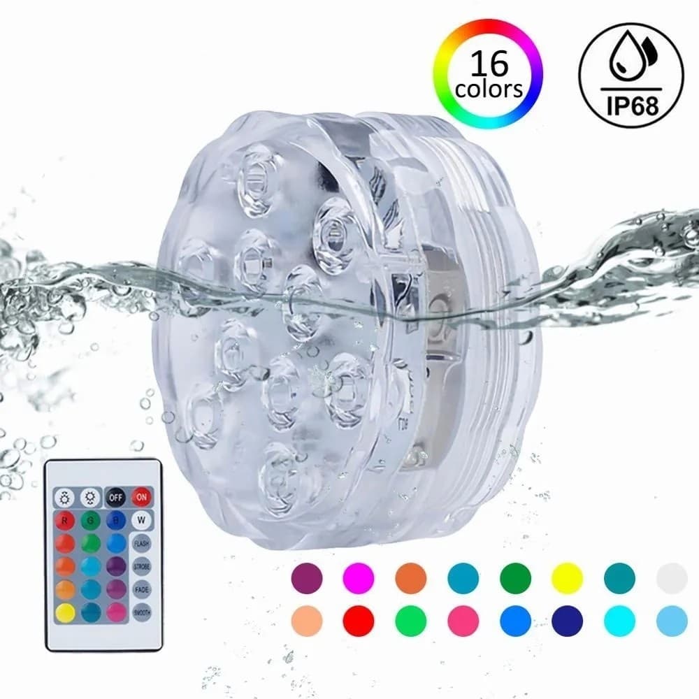 Kit 1-4 Luz Led Piscina Colorida Controle Remoto Pilha Ventosa Para Piscina / Jardim / Festa