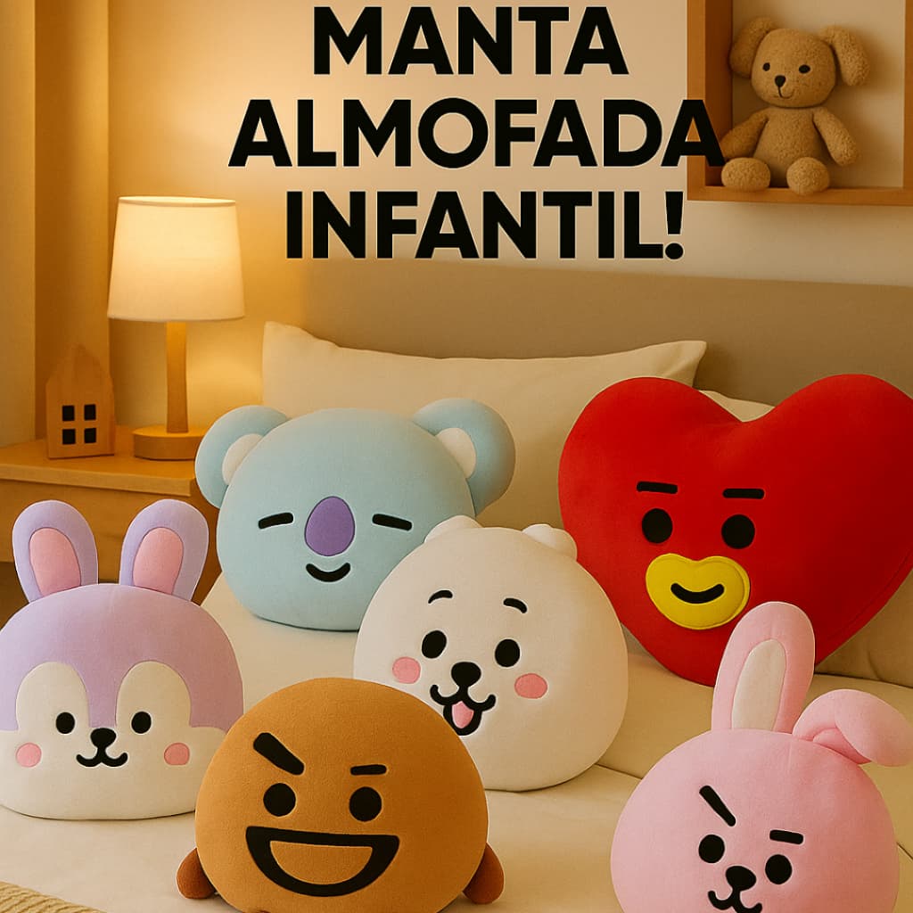Manta Fofa Cobertor Aconchegante Almofada Infantil Personagens