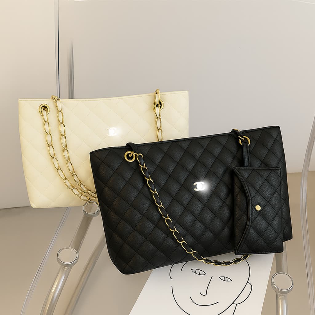 Bolsa Tote Diamond Chain Para Mulheres, Espaçosa, Bolsa De Ombro, Moda, Saco De Mão Para O Dia A Dia
