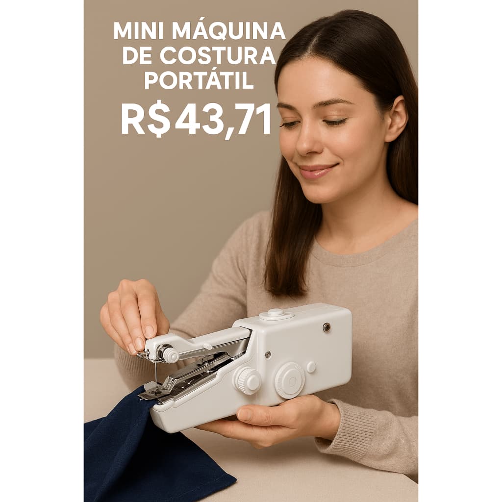 Mini Máquina de Costura Portátil – Costura Reta, Zig-Zag, | Ideal para Reparos, Artesanato e Viages