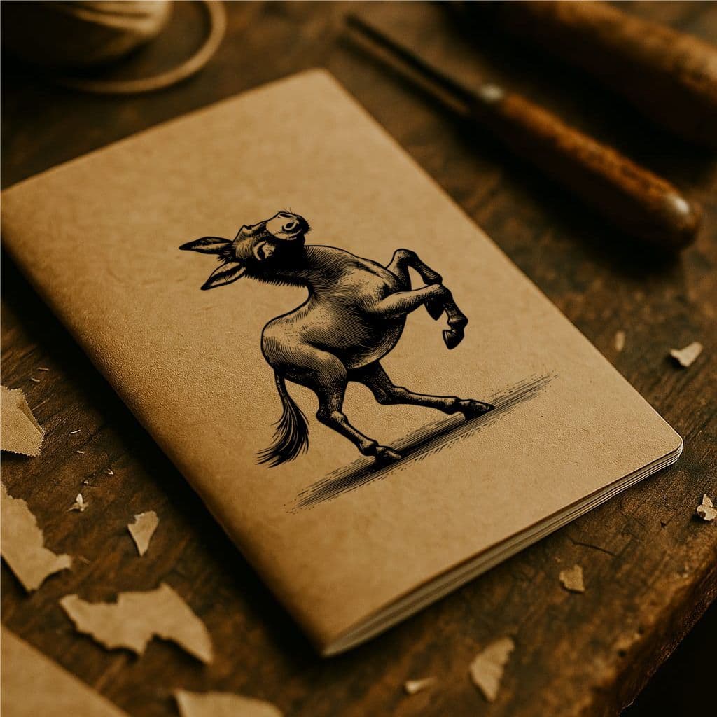 Caderno kraft 14x20 cm 30 folhas sem linhas grampeado estampas animais dançantes unitário ou kit com 7 modelos