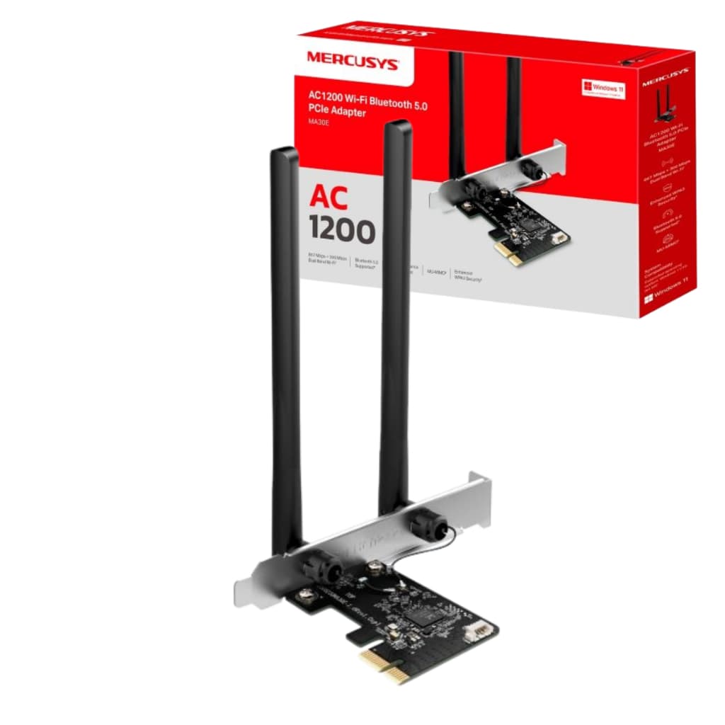 Placa de rede Wi-Fi 5 Sem Fio PCI Express AC1200 MA30E Com Bluetooth 5.0 para Windows 10 e 11