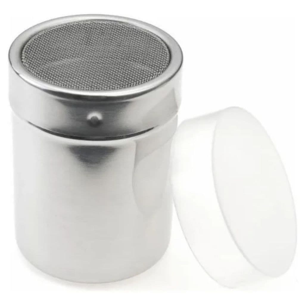 Polvilhador De Canela Café Açúcar Aço Inox Com Tela Inox Tampa Barista