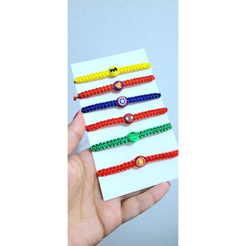 Kit 6 pulseiras super heróis pulseira infantil menino em Macramê com regulagem de tamanho