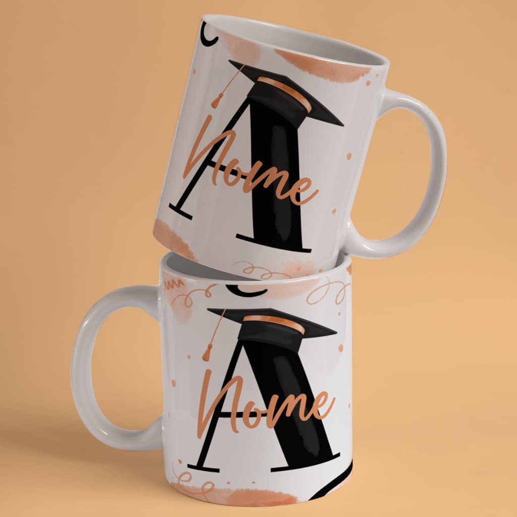 Caneca de Porcelana Personalizada 325ml   Formatura  Alfabeto + Seu Nome