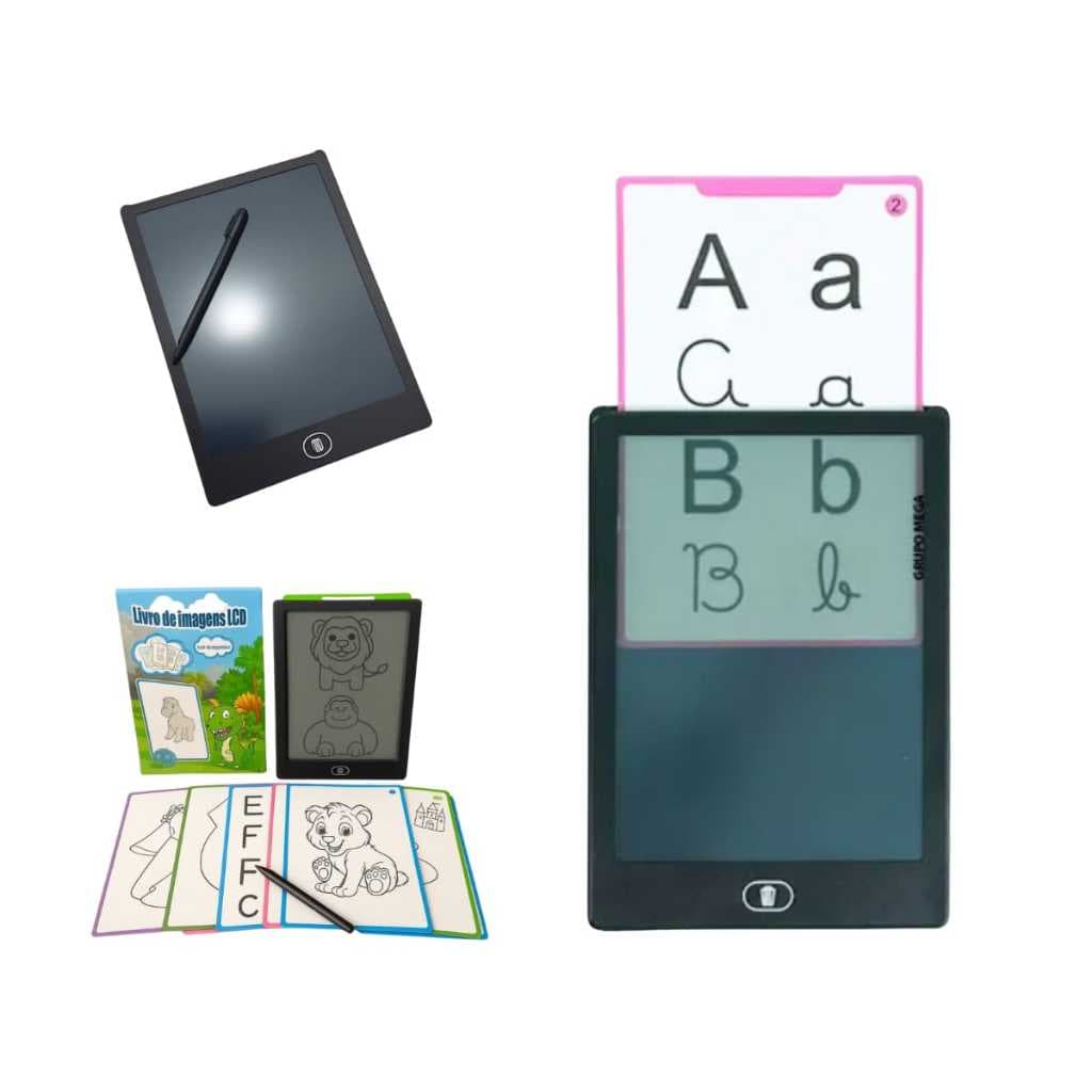 Lousa Magica - aprenda a desenhar -  Imagens LCD com Caneta e Cartões Educativos- Estimula Criatividade e Coordenação