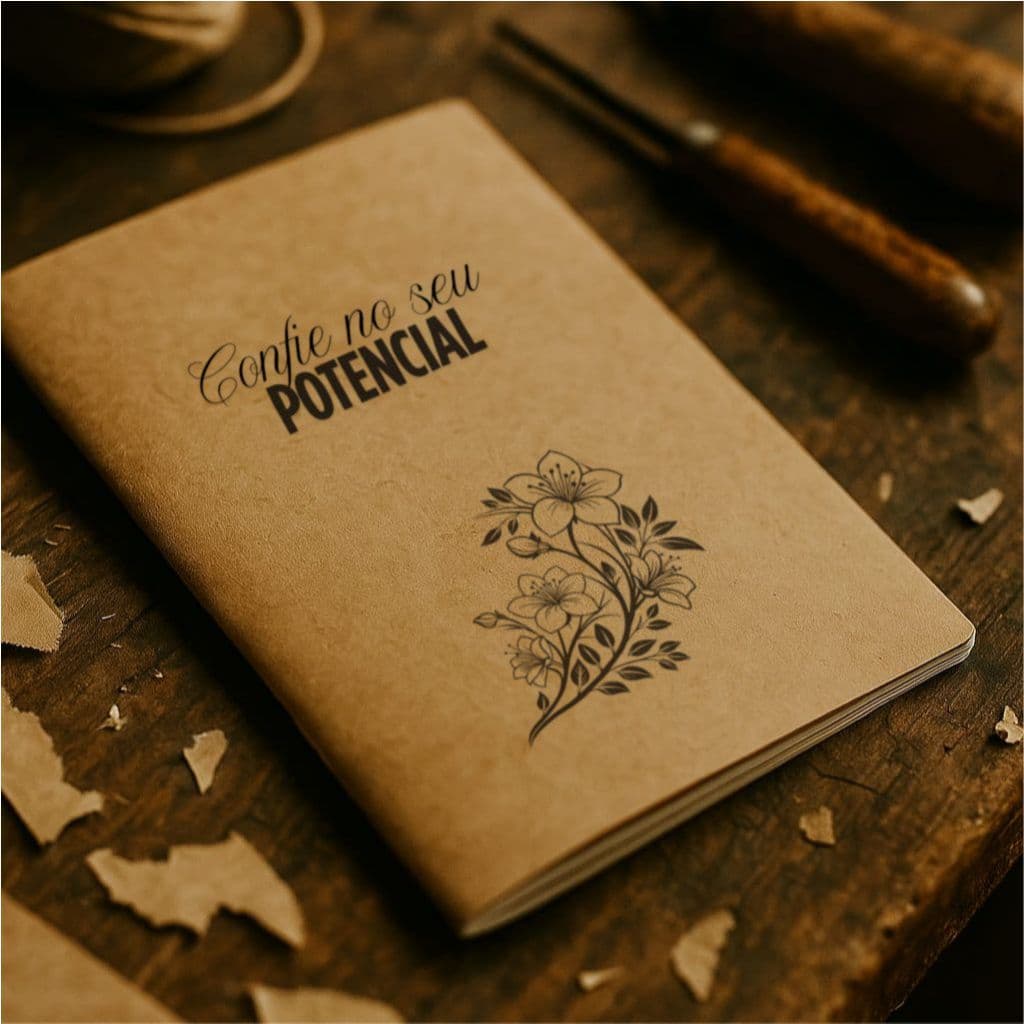 Caderno kraft 14x20 cm 30 folhas sem linhas grampeado frases motivacionais unitário ou kit com 3 modelos