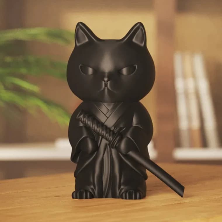 Mini Samurai Decoração para Setup Minimalista Japonês Gato Samurai Presente