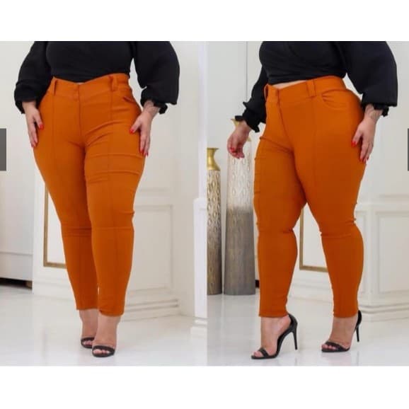 CALÇA ALFAIATARIA PLUS SIZE BENGALINE ESTILO SOCIAL MODELO ELEGANTE FRISO FRONTAL