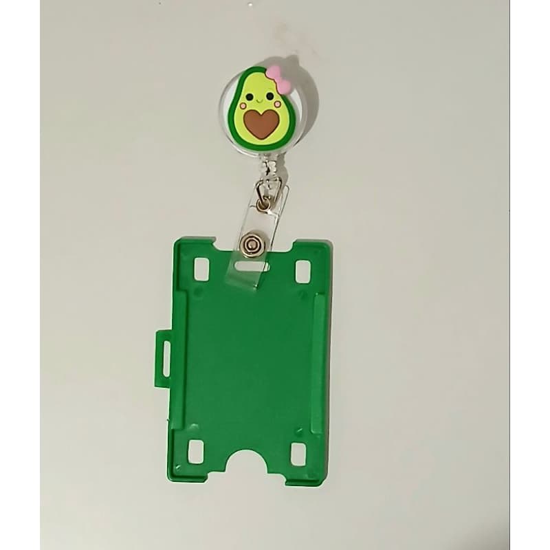 kit Porta Crachá retrátil Abacate + Porta Cartão