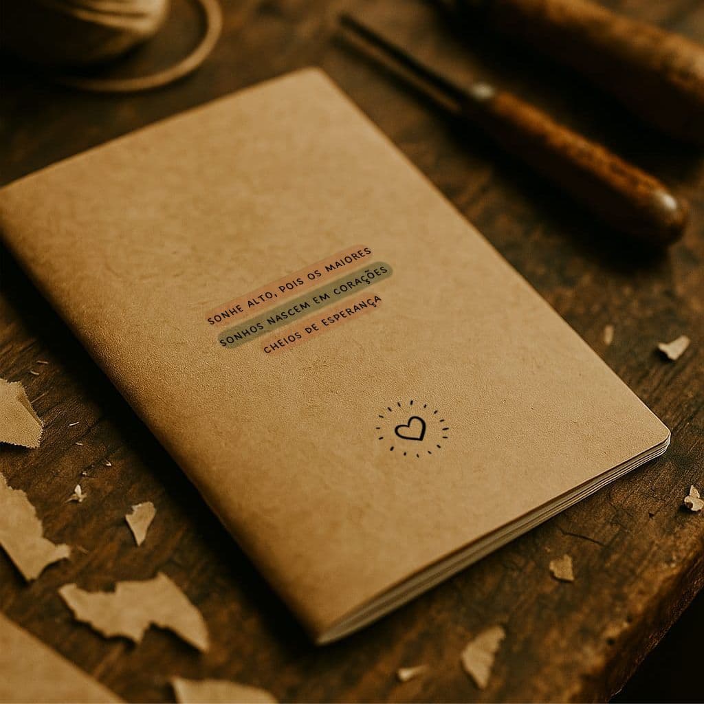 Caderno kraft 14x20 cm 30 folhas sem linhas grampeado frases motivacionais unitário ou kit com 3 modelos