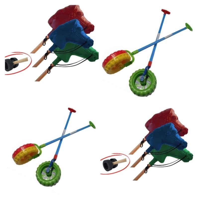 KIT COM 2 BRINQUEDOS SENDO CAVALINHO DE CABO+GIRA GIRA