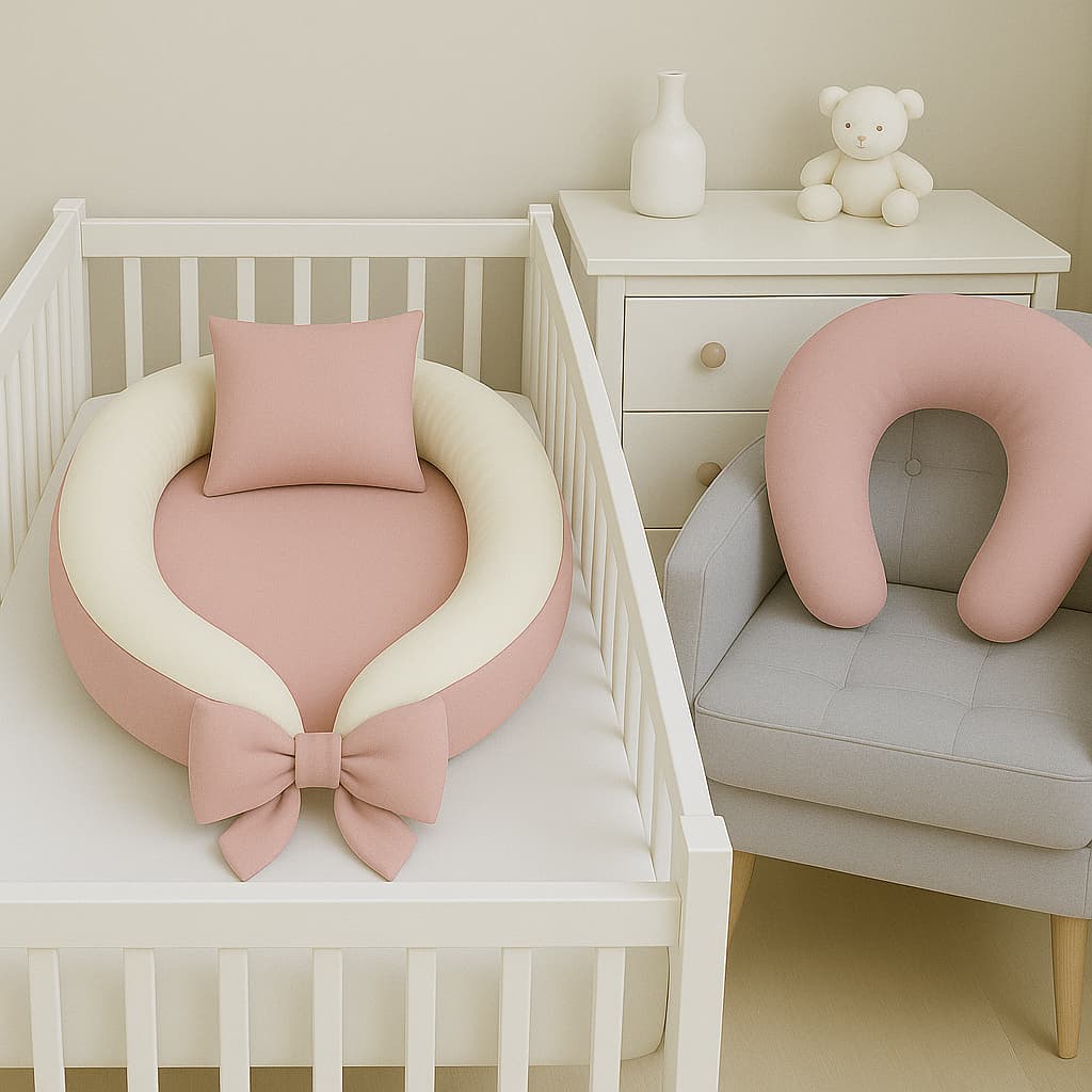 Combo Ninho Micro Percal + Almofada Amamentação para Menino e Menina Cores Variadas 100% Algodão