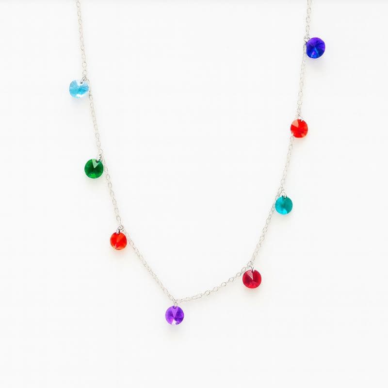 Colar de aço com zircônias coloridas antialérgico a prova de água lindo cores vibrantes levanta look