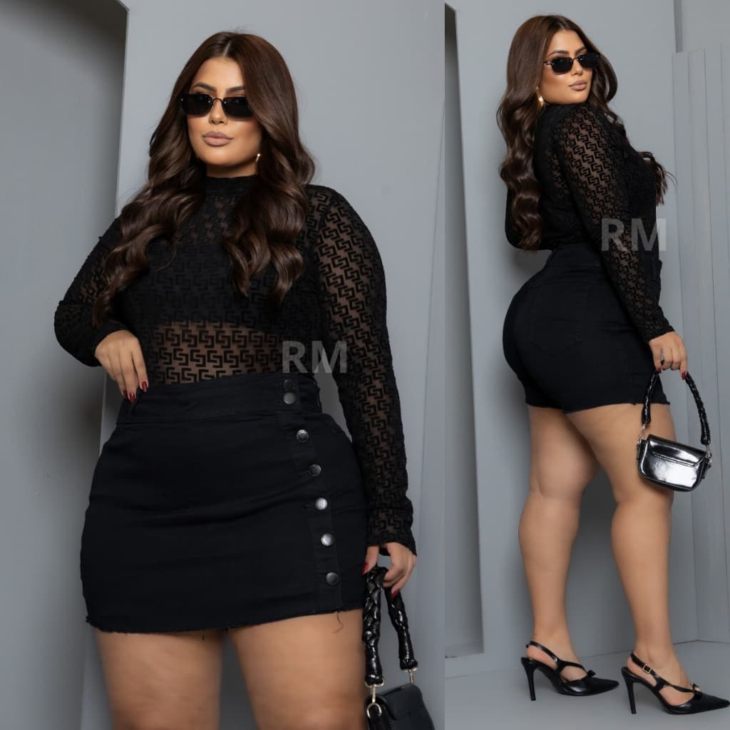 Shorts Saia Jeans Feminino Plus Size Com Lycra moda feminina Moda Feminina