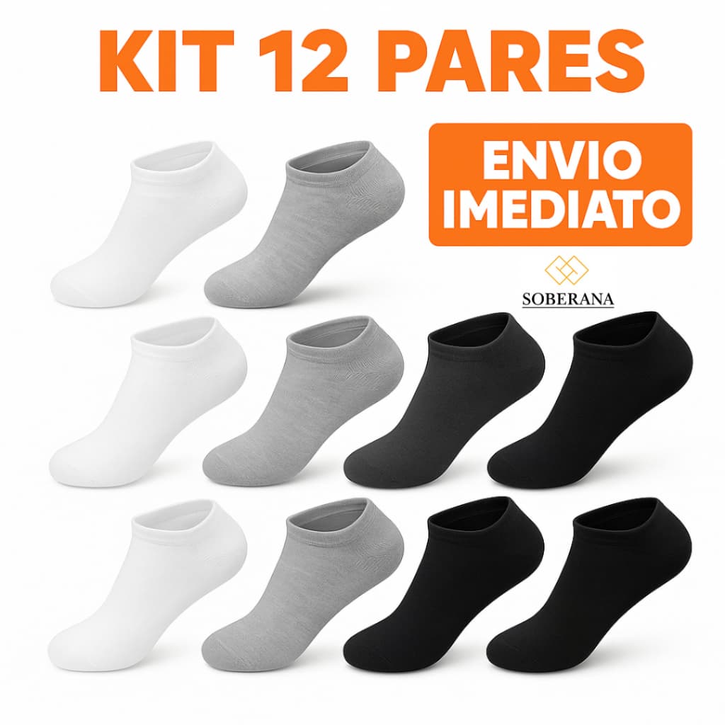 Kit 12 Pares Meias Unissex Soquete Feminina Masculina Cano Curto