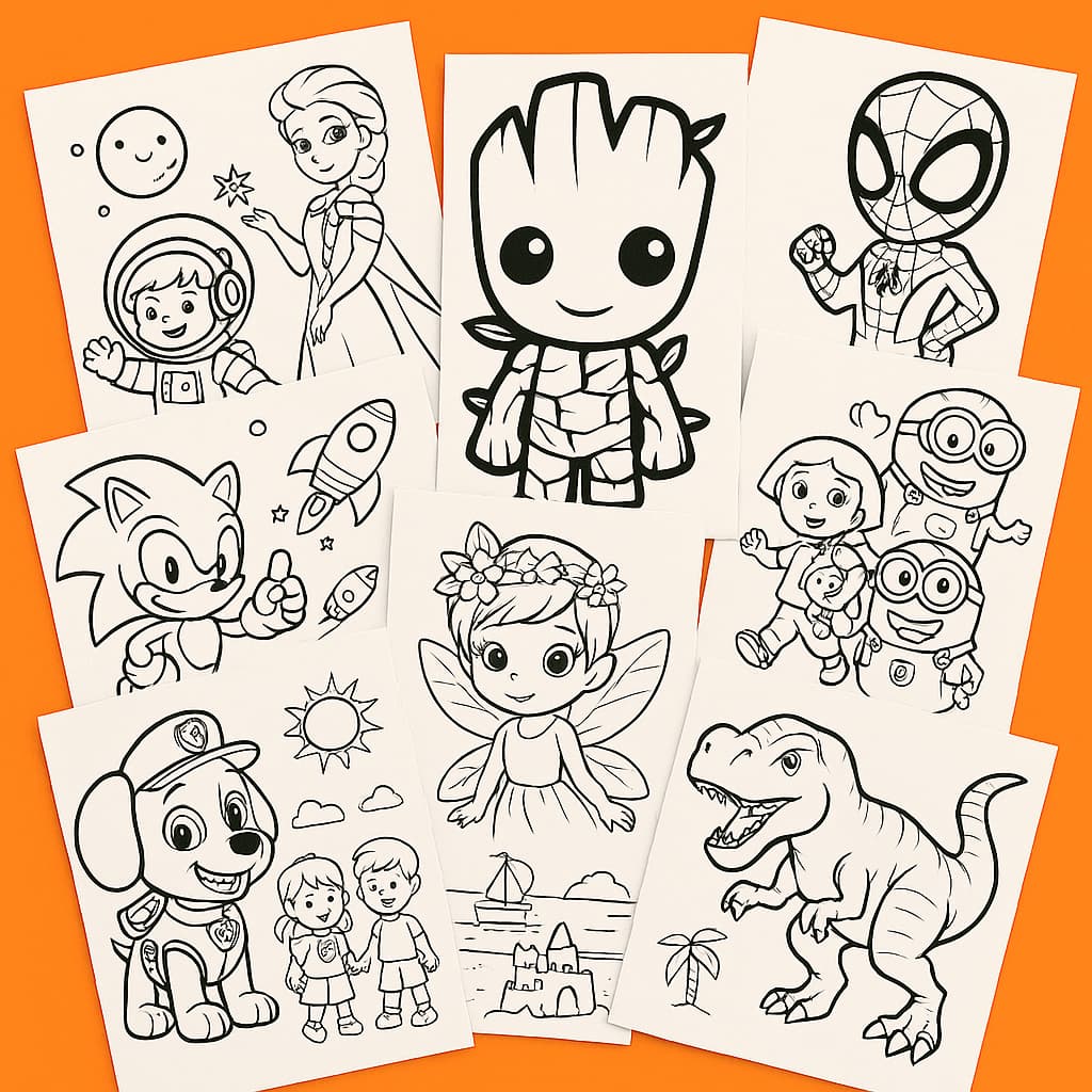 Desenhos Para Colorir 50/100/200/300 E Pintar Folhas Soltas Menino E Menina Vários Temas Variados