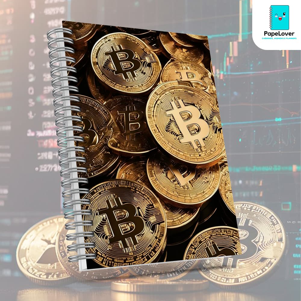 Caderno Bitcoin com brinde especial - Capa dura, impressão HD.