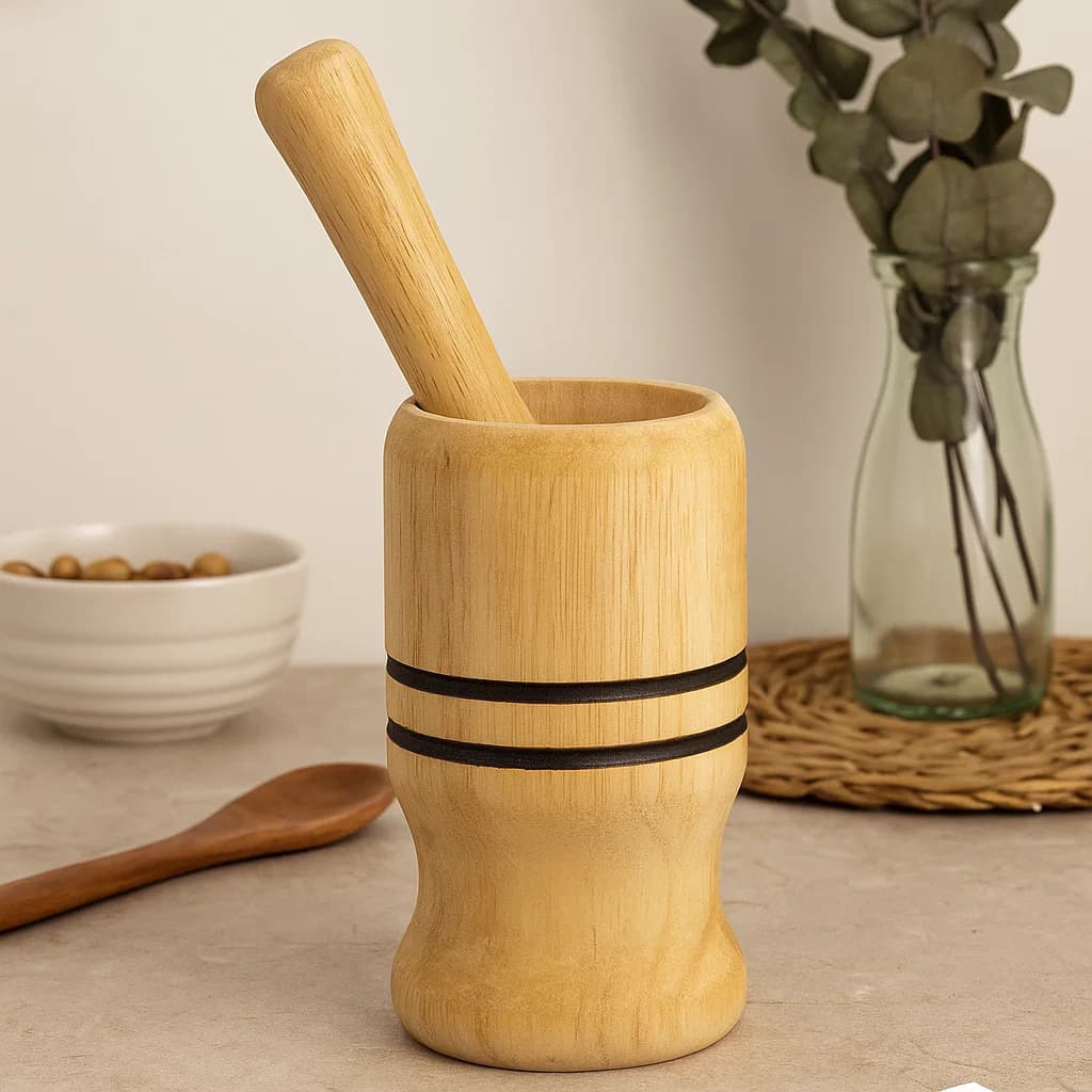 Pilão de Madeira Grande 12x7cm Marrom 261g