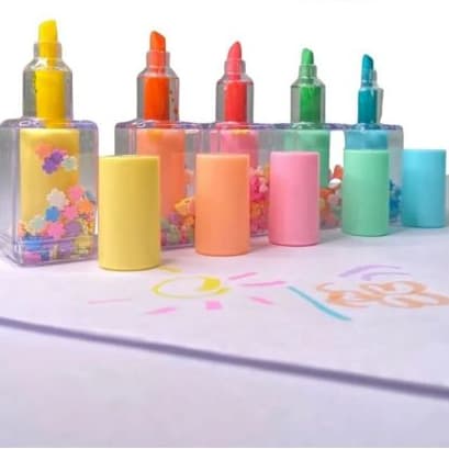 Kit Marca Texto Divertidos Modelo Esmalte/ Material Escolar/ Mini Marca Texto Papelaria Fofa
