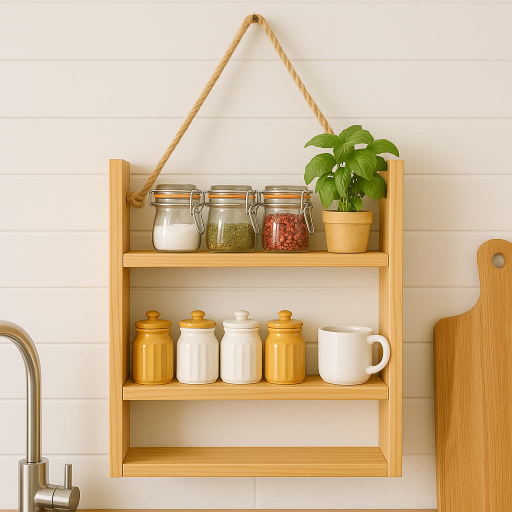 Nicho para Cozinha Vertical na parade  Porta Condimentos Potes Cozinha Montado 100%  Madeira Pinus