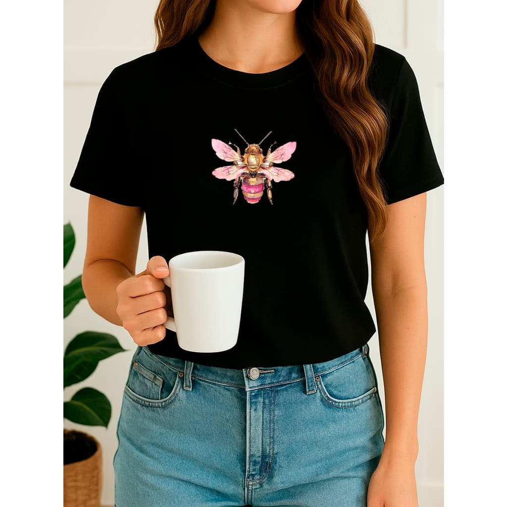 Camiseta Babylook Feminina Estampada Insetos Abelha