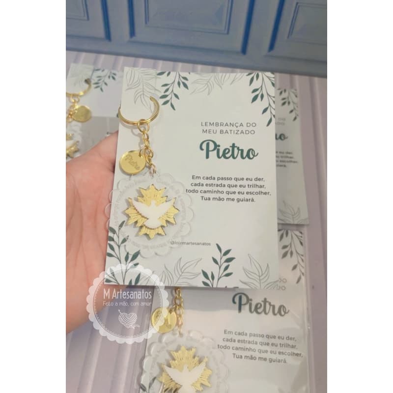 Chaveiro de acrílico Lembrancinha Batizado Primeira Eucaristia Primeira Comunhão Crisma Lembrança Personalizada