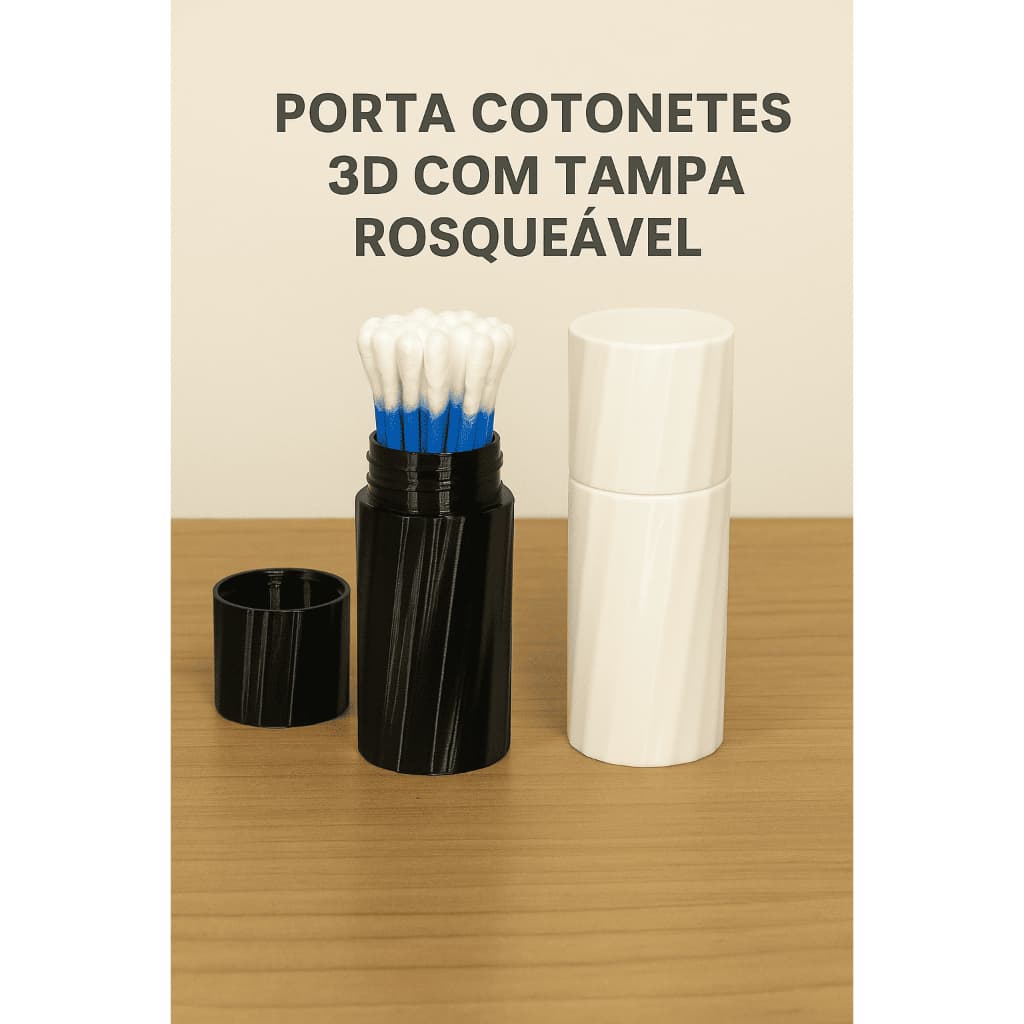 Porta Cotonetes com Tampa Rosqueável | Alta Durabilidade | Estojo Portátil e Prático para Higiene e Organização