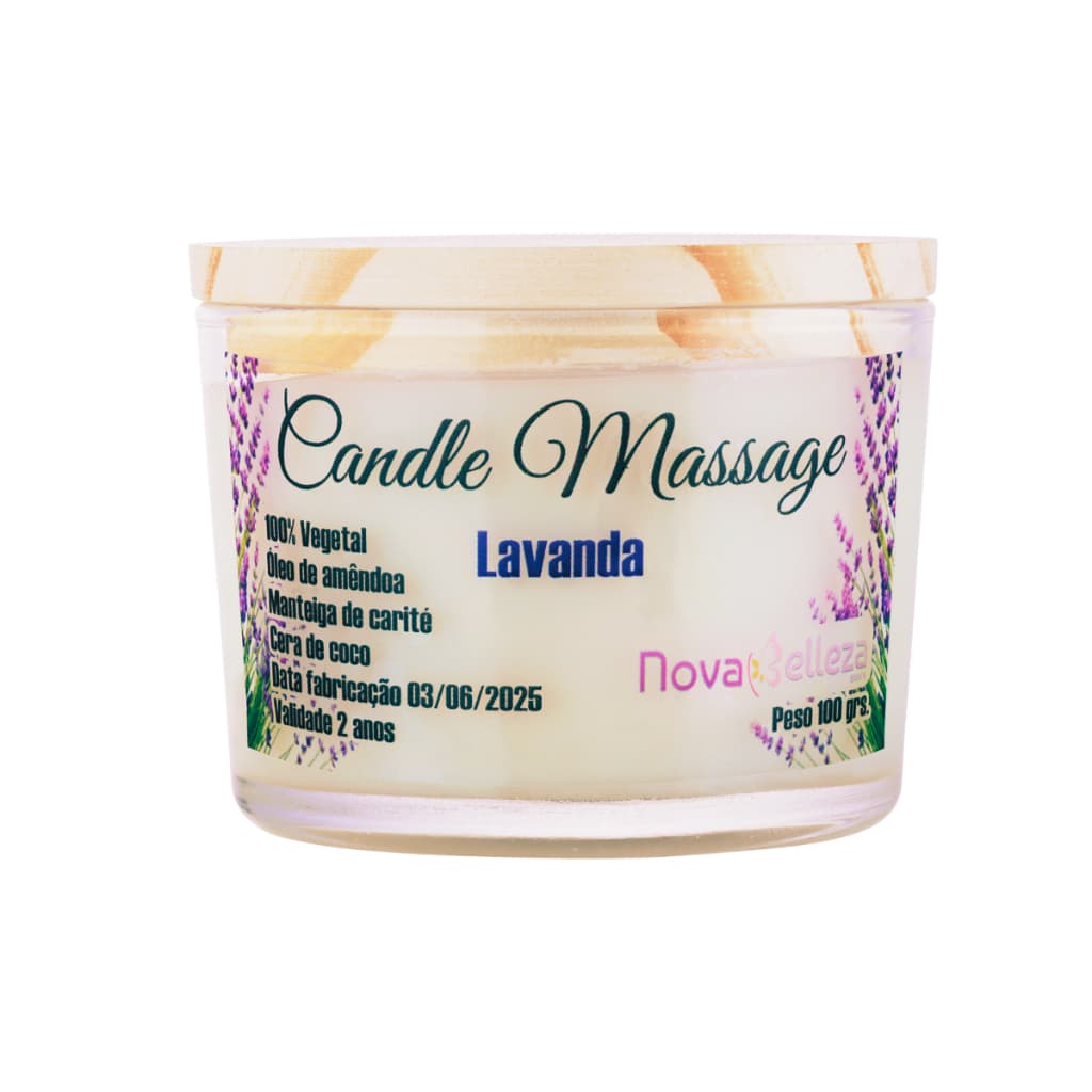 Vela com Óleo de Massagem 100% Vegetal Vegana  Vela para Massagem Relaxante Lavanda