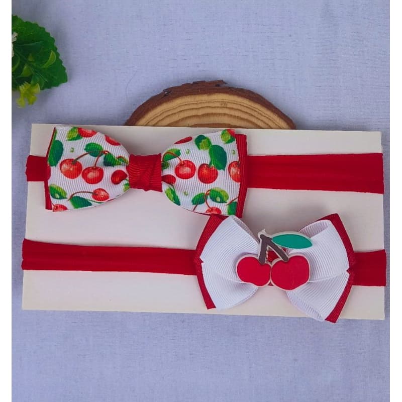 Faixinha de bebê cereja/Tiara cereja