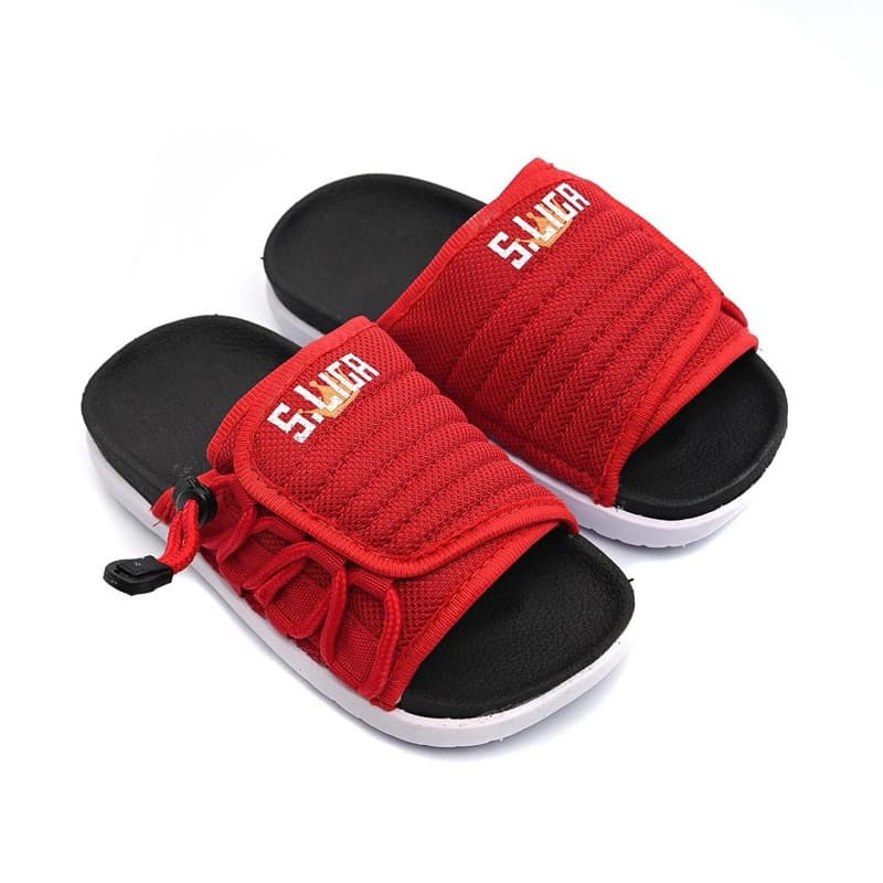 Chinelo Infantil Criança Slide Asuna 2.0 Leveza Macio Confortável Vermelho/Preto
