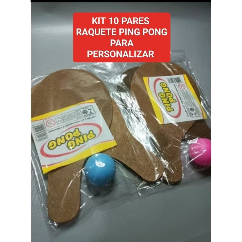Kit 10 pares RAQUETE PING PONG PARA PERSONALIZAR