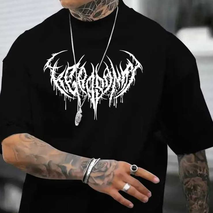Camiseta Camisa Blusa Streetwear  Estampa Gótica Minimalista Moda Urbana Preta e Branca