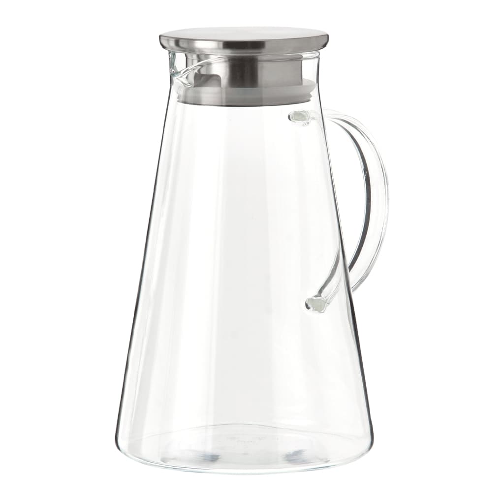 Jarra de Vidro 1.8L com Tampa de Inox Aparador Gelo Jarra de Suco Água Design Moderno Elegante