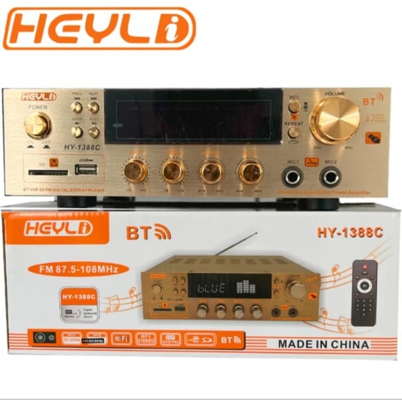 Super Amplificador BT-1388, Stereo 110v VBluetooth karaoke Fm sd card usb Potente Bass