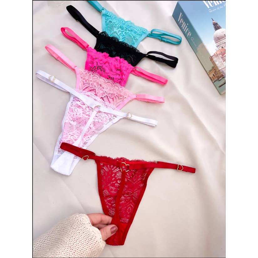KIT COM 3 CALCINHAS CORAÇÃO STRASS