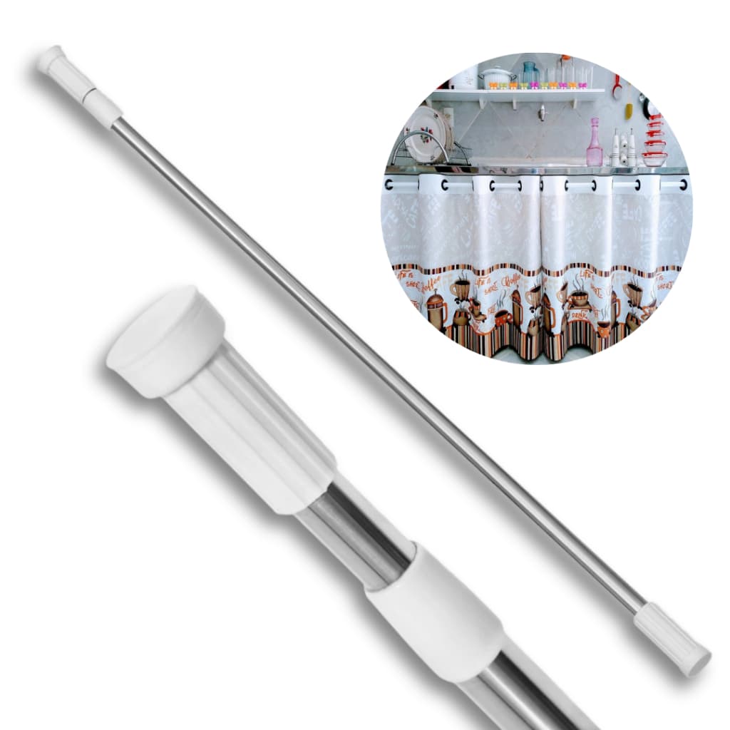 Kit Barra Retrátil, Varão Extensível Ajustável Multiuso P/ Cortinas