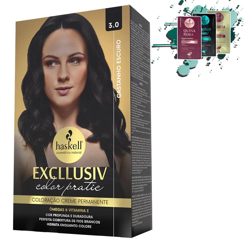Kit Coloração 3.0 - Castanho Escuro - Exclusiv Color Pratic Haskell