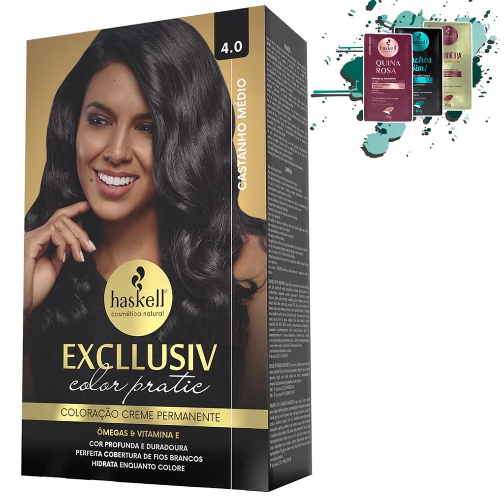 Kit Coloração 4.0 - Castanho Médio - Exclusiv Color Pratic Haskell