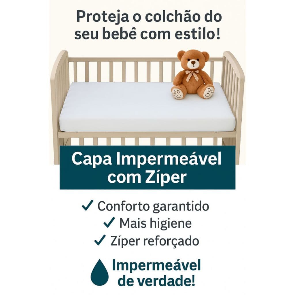 Capa de Colchão Protetora Impermeável Berço com Zíper