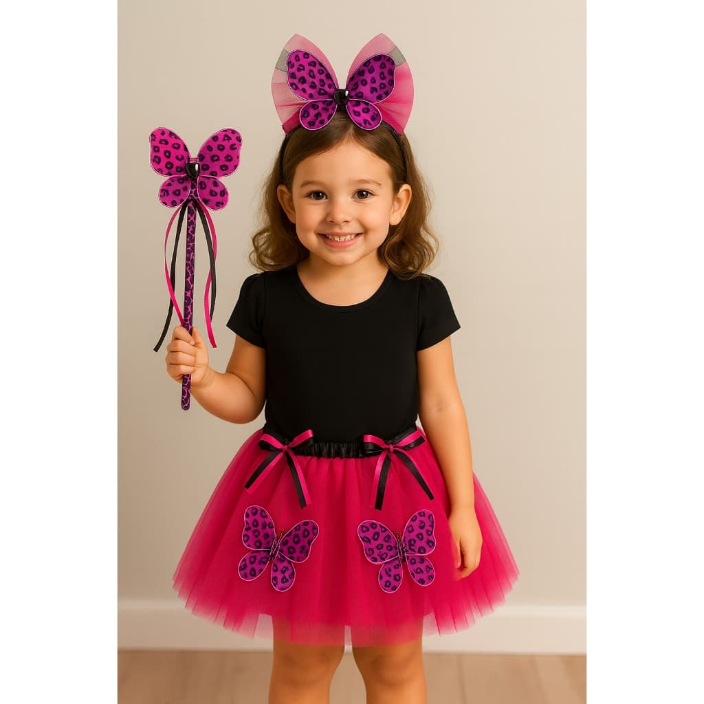 Conjunto Fantasia Carnaval Halloween Saia Tule De Borboletas - Não acompanha a camiseta
