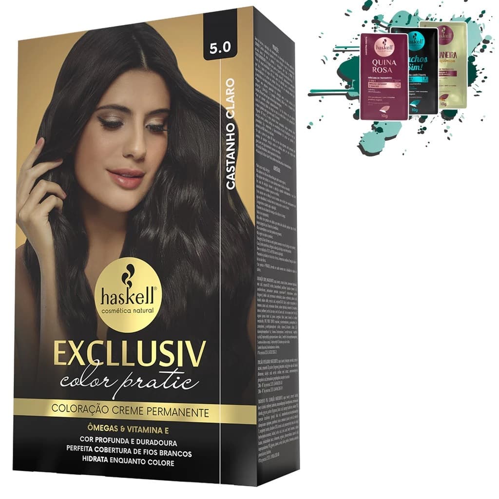 Kit Coloração 5.0 - Castanho Claro - Exclusiv Color Pratic Haskell