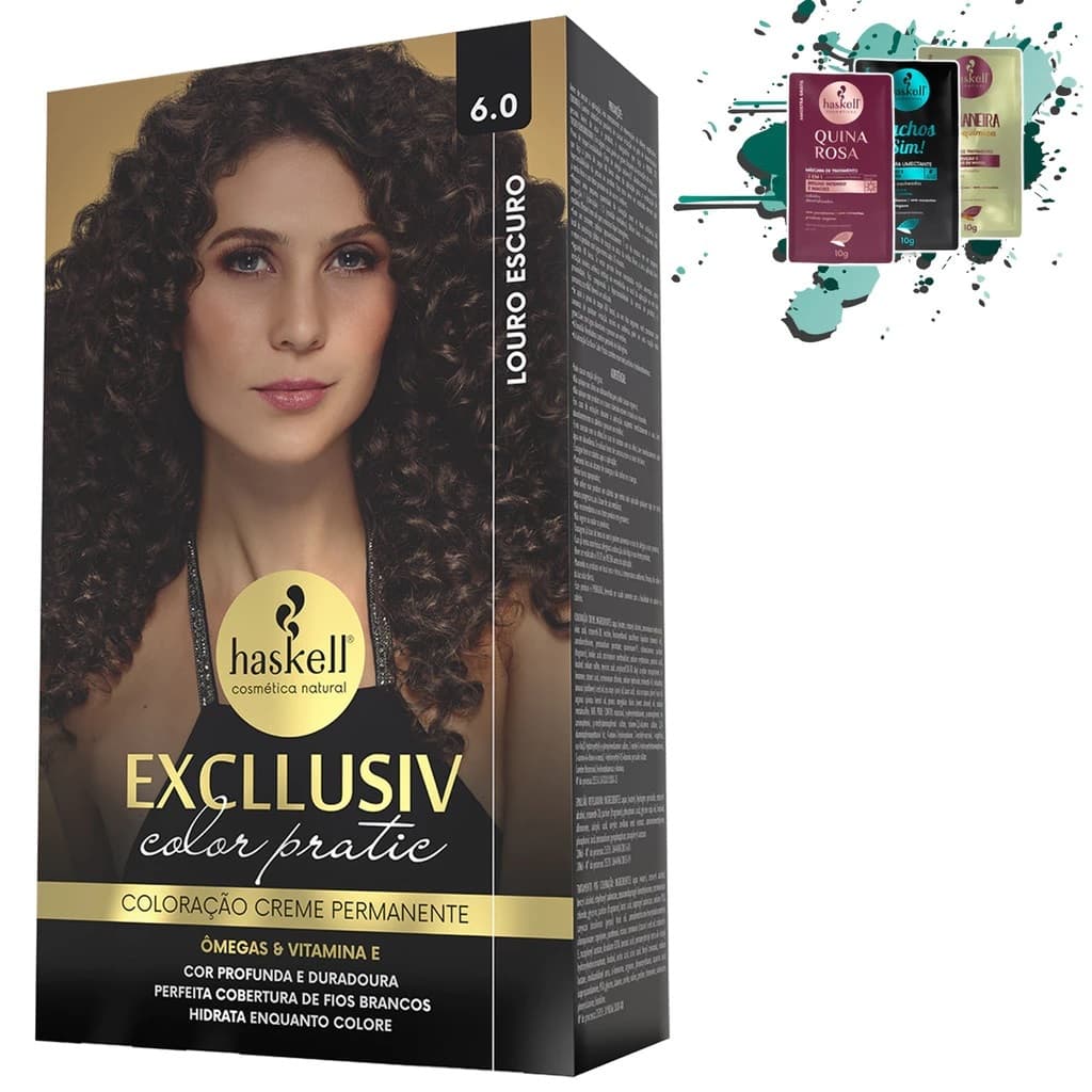 Kit Coloração 6.0 - Louro Escuro - Exclusiv Color Pratic Haskell