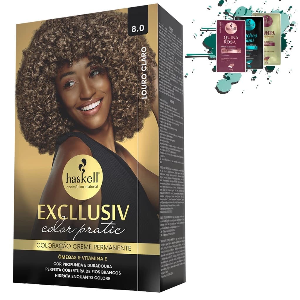 Kit Coloração 8.0 - Louro Claro - Exclusiv Color Pratic Haskell