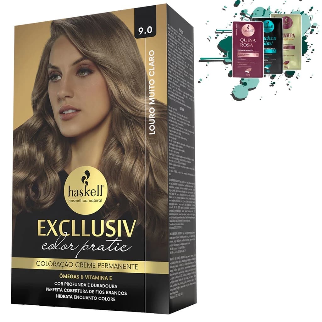 Kit Coloração 9.0 - Louro Muito Claro - Excllusiv Color Pratic Haskell