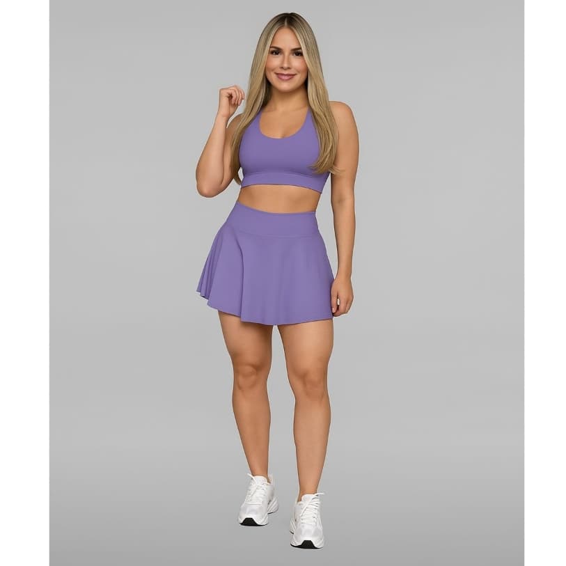 Conjunto Feminino Short Saia e Top Tendência Vôlei Beach Tennis